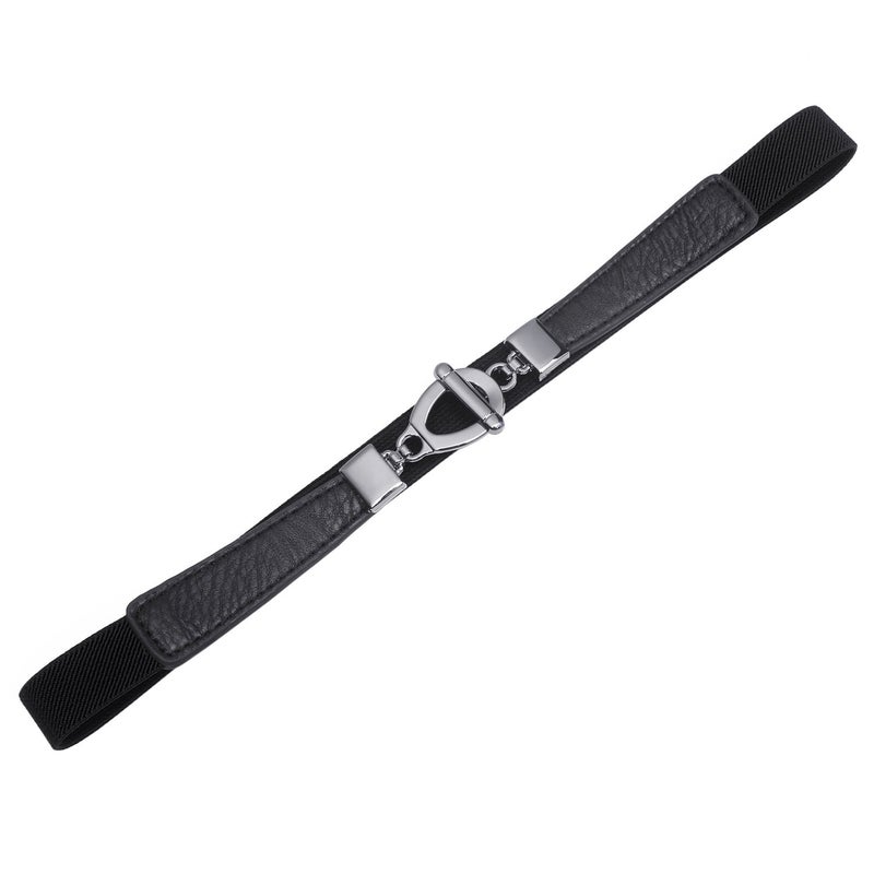 Syuer Womens 0.8" Width Skinny Elastic Waist Belt Stretch Cinch Belt Thin Belt (S-M (26"-32"), Black) - Image 4